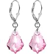 Sterling Silver Austrian Crystal Light Pink (October) Baroque Dangle Earrings MADE WITH SWAROVSKI ELEMENTS