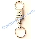 Mazda Logo Satin Chrome Valet Keychain with Detachable Ring Key Fob