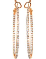 Diamond Hoop Earrings 14K Rose Gold Pair 2 Ct Tw Diamond Hoop Earrings