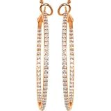 14K Rose Diamond Hoop Earrings Pair 2 Ct Tw