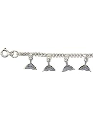 Sterling Silver Whale Tail Charm Bracelet