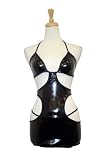 Exposed by Magic Silk Liquid Onyx Cut Out Dress and G-String Set, L/XL, Black