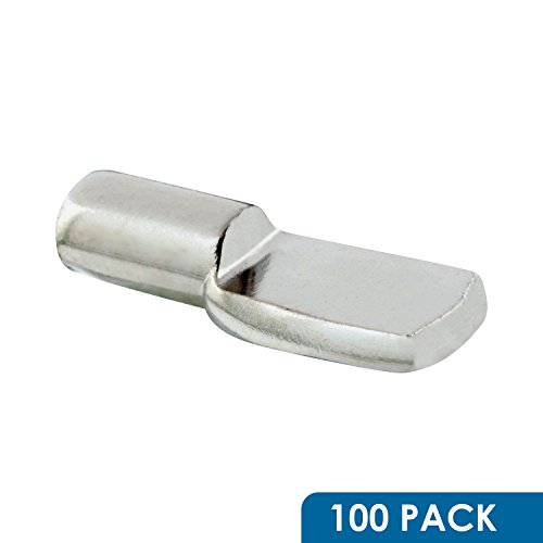 Rok Hardware Heavy Duty 1/4" Shelf Pins / Pegs, Flat Spoon Style, Nickel - 100 Pack