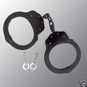  Double Locking Steel Hand Cuffs Police Handcuffs - Black