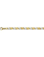 8mm Fancy Two Tone Gold Link Bracelet 7"