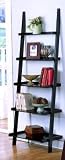 Unique 72 High LEANING LADDER STYLE MAGAZINE / BOOK SHELF on Black Finish