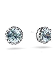 Genuine Aquamarine 14kt White Gold Earrings