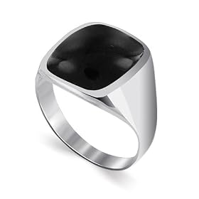 Black Onyx Band Polished Sterling Silver Ring Size 7 by