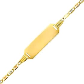 14K 3 Tri Color Gold 1.5mm Baby ID Valentino Bracelet with Spring Ring Clasp and 1" Extension - 4.5"+1" Inches