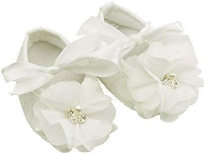 "Petals Collection" Ivory Lace Baptism Christening Shoes for Baby Girl (Size 1)