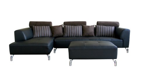 Baxton Studio Saviero 2-Piece Leather Sofa Sectional 
