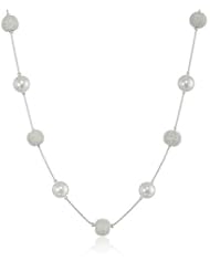 Anne Klein "Metal Lining" Pearl Station Collar Necklace, 19"