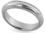 14K White Gold Milgrain Comfort-Fit Wedding Band, 4mm Wide