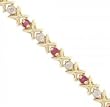 Ruby & Diamond Bracelet - Hugs and Kisses in 14K Yellow Gold