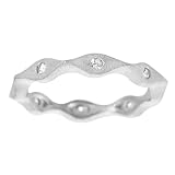 Sterling Silver Cubic Zirconia-accented Matte Finish Ring