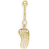 Solid 14k Yellow Gold Flip Flop Belly Ring