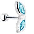 Silver 925 Aqua Dual Teardrop CZ Cartilage Earring