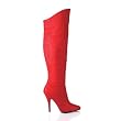 5 Inch Sexy Cuffed Knee Boot High Heel Boot Pointed Toe Boot Inside Zip Red Leather