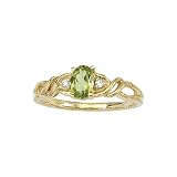 10K Yellow/White Gold 0.02 ct. Diamond and 6 x 4 ct. Oval Shaped Peridot Ring