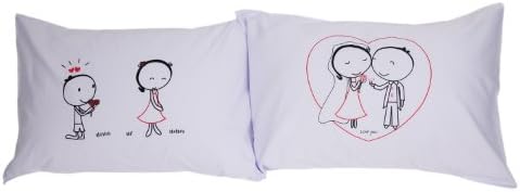 Sweet Day "Will You Marry Me?" Couple Pillowcases for Anniversary, Set of 2, White