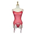 Exposed by Magic Silk Sheer Mesh Merry Widow and G-String Set, Lrg/Xl, Red