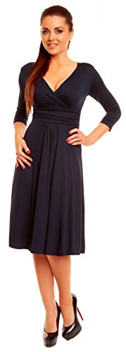 Zeta Ville Women's V Neck 3/4 Sleeve Casual Jersey Dress 282z