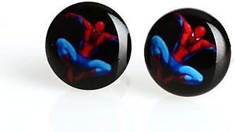KT @Fashion Round Spider-Man Stainless Steel Stud Earrings