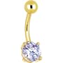 24kt Gold Plated Tanzanite 6mm Round Cubic Zirconia Belly Ring