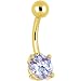 24kt Gold Plated Tanzanite 6mm Round Cubic Zirconia Belly Ring