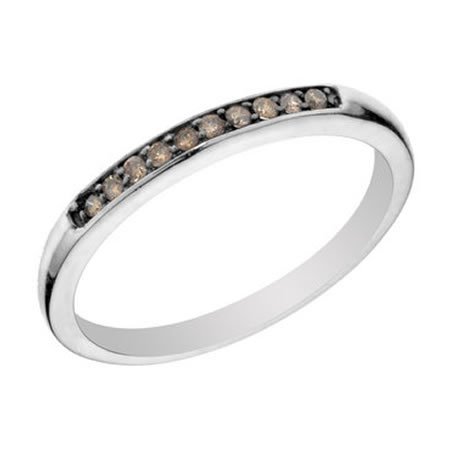 1/10 CT Champagne Diamond Wedding Band 14K White Gold (Available In Sizes 5 - 10)