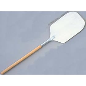 Pizza Peel, Aluminum Blade With Wood Handle. Blade Size 12" x 14". Overall size of peel: 36"