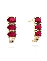 Created Ruby 14kt Yellow Gold Earrings