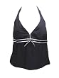 Jag+ Swank Halter Tankini Top with Ribbon Black 22W