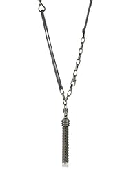 Paige Novick Grey Leather "Buenos Aires" Detachable Tassel Necklace