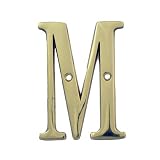 (Letter M) BOLTON 3 Inch Solid Brass Bright Brass Finish House Letter Raised 1/6"