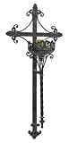 39.5" Ornate Medieval Filigree Cross Backed Granite Wash Iron Wall Sconce
