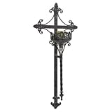 39.5 Ornate Medieval Filigree Cross Backed Granite Wash Iron Wall Sconce by 