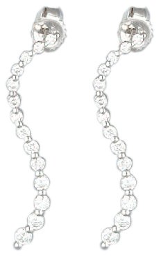 14K White Gold Curve-Shaped Designer Hand-Crafted Earrings, Enhanced with Bezel Set Diamonds.(GH-Color, SI-Clarity, c.t.t.w. 0.50CT)