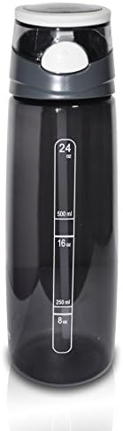 Sports Water Bottle By Cricent, with Flip Top Lid, Handle and Straw, Leak Proof, 700 Ml, Black