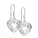 Sterling Silver 925 Cut Out Heart Dangle Earrings title=
