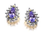 9ct Gold Tanzanite And Diamond Teardrop Earrings 010ct Pair