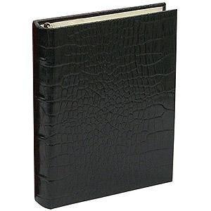 Standard 3-ring Black Croc-style Fine Leather with slip-in pockets by Graphic Image - 4x6