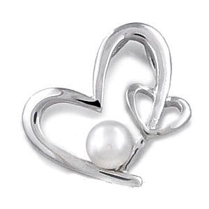 31tQ17e4A4L Sterling Silver Double Hearts Pendant w/ Freshwater Pearl