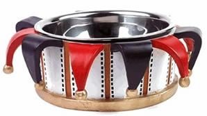 Resin Jester Hat Bowl with Stainless Steel Dish 8.5 in
