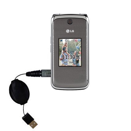 Retractable USB Cable for the LG Wine II with Power Hot Sync and Charge capabilities - uses Gomadic TipExchange Technology