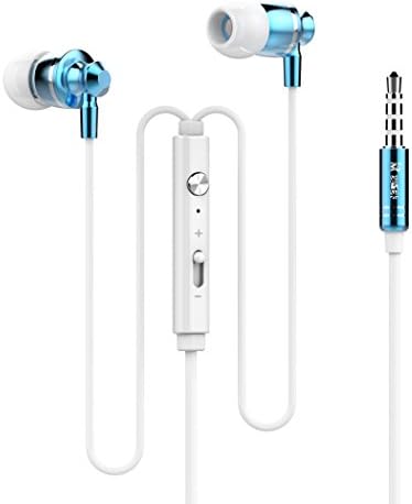 Dastone Stereo Metal Earphones Noise Isolating Bass In-ear Headphones with Remote Control Microphone for Iphone Ipod Ipad Andriod Smartphone Laptop Computer Mp3/4 Earbuds (Blue)