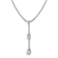 18k White Gold Three Stone Diamond Drop Pendant with Chain (0.22 cttw, H, SI)