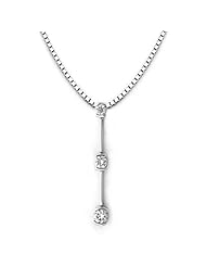 18k White Gold Three Stone Diamond Drop Pendant with Chain (0.22 cttw, H, SI)