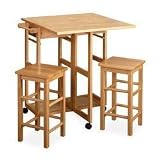 Space Saver, Drop Leaf Table with 2 Square Stools-Beech
