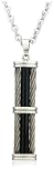 Men's Stainless Steel Onyx Pendant w/ Cable Detail, 20